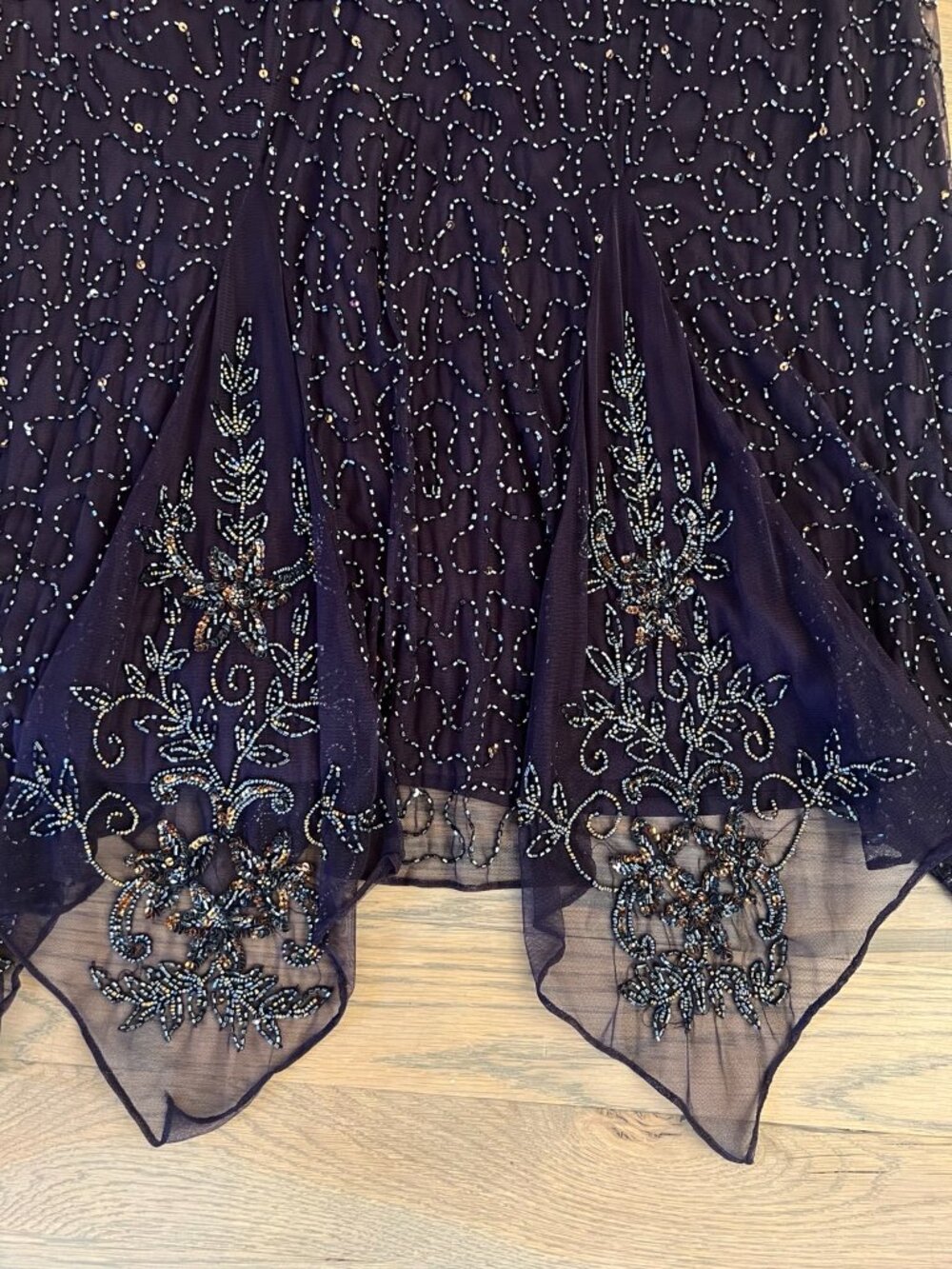 Pisarro Nights Beaded Art Deco Great Gatsby Handkerchief Midi Dress Whimsigoth - Picture 5 of 5